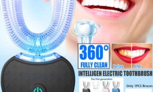 360° Automatic U-Type Electric Toothbrush with Blue Light Whitening | Hands-Free Oral Cleaner