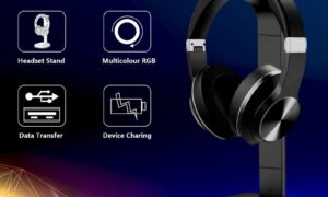 RGB Headphone Stand – LED Desktop Headset Holder with USB Ports