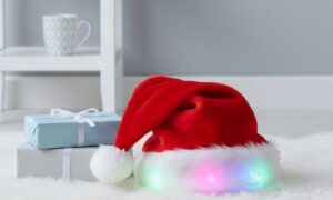 LED Santa Hat with Lights – Soft Plush Christmas Party Accessory